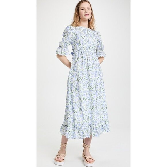 NWT Sister Jane Forget Me Not Midi Dress blue floral white cottagecore milkmaid